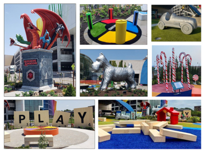 Large Interactive Themed Sculptures at the Strong Museum's Hasbro Game Park