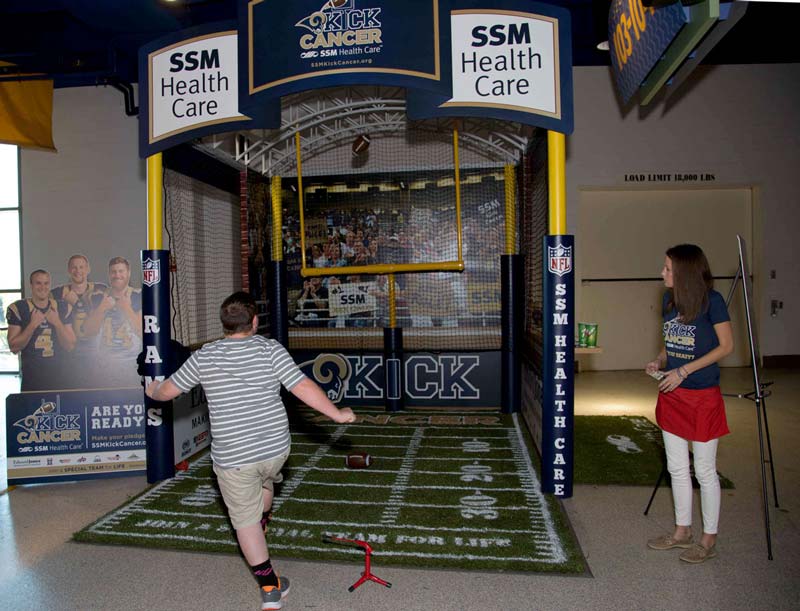 KICK CANCER Portable Football Kiosk for SSM Health Care Foundation