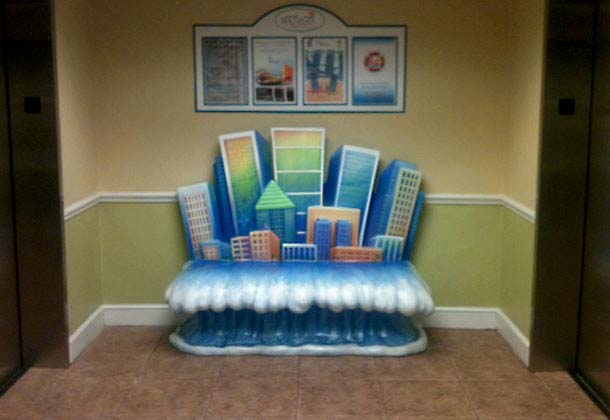 5.5ft long Cityscape Bench for BeachPlace Towers