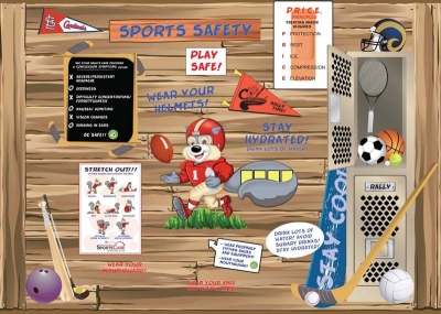 Safety Treehouse Sports Wall Mock-up for Cardinal Glennon