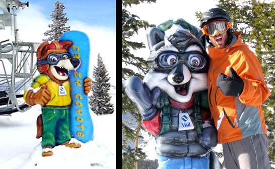 Crazy Coyote and Ranger Raccoon Greeters for Vail Resort