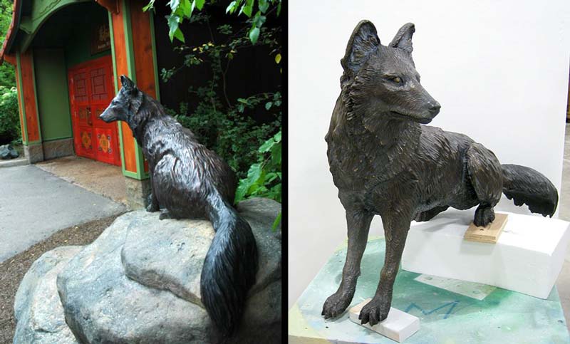 5ft Dhole Bronze for the Minnesota Zoo