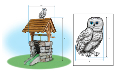 Owl and Wishing Well Mini-Golf Feature