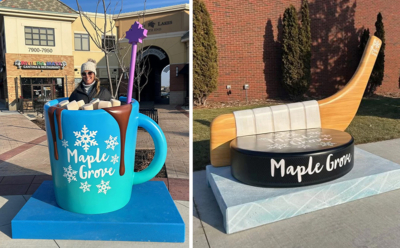 Maple Grove, Photo Opp, Hot Cocoa Mug, Hockey Stick, Puck
