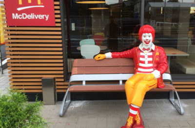 Custom McDonald's 5ft Ronald Statue Bench