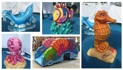 Sea Creature Themed Pool Deck Sculptures for Norwegian Cruise Lines