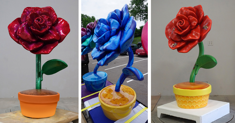 "Roseville In Bloom" Themed Statues