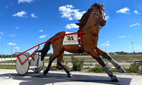 Harness Racing Horse and Sulky Photo Opp Sculpture