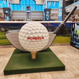 Golf Ball and Club Photo Opp Sculpture